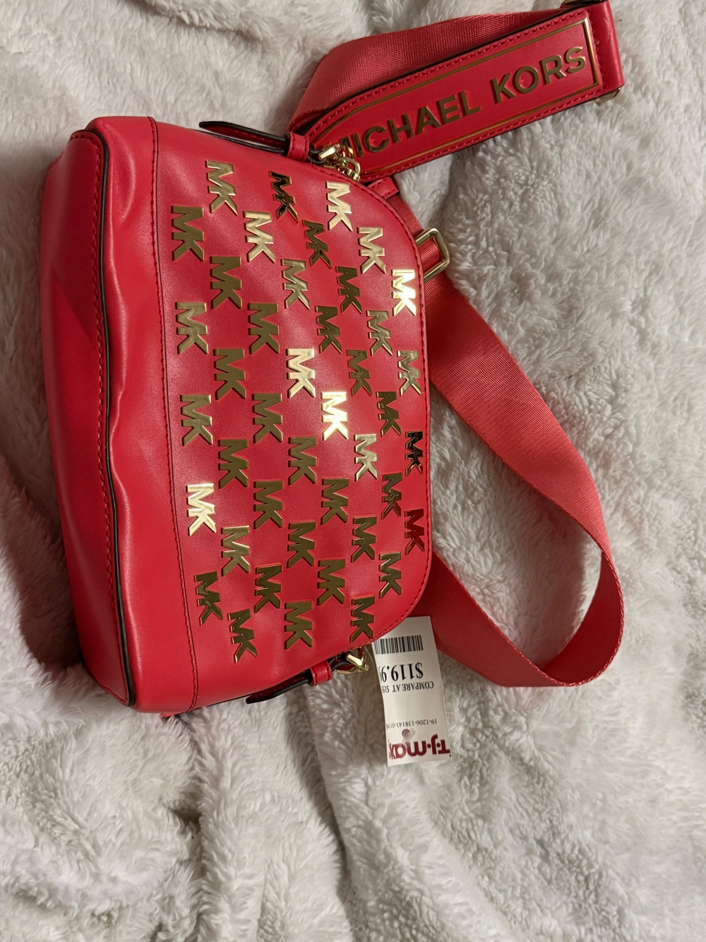 Michael Kors Coral-Red MK Logo Crossbody Bag